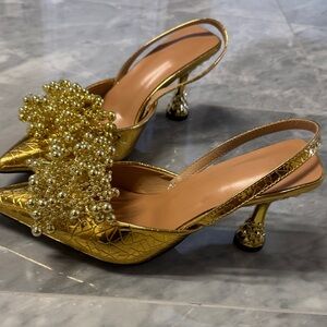 Luxurious Gold Embellished Slingback Heels